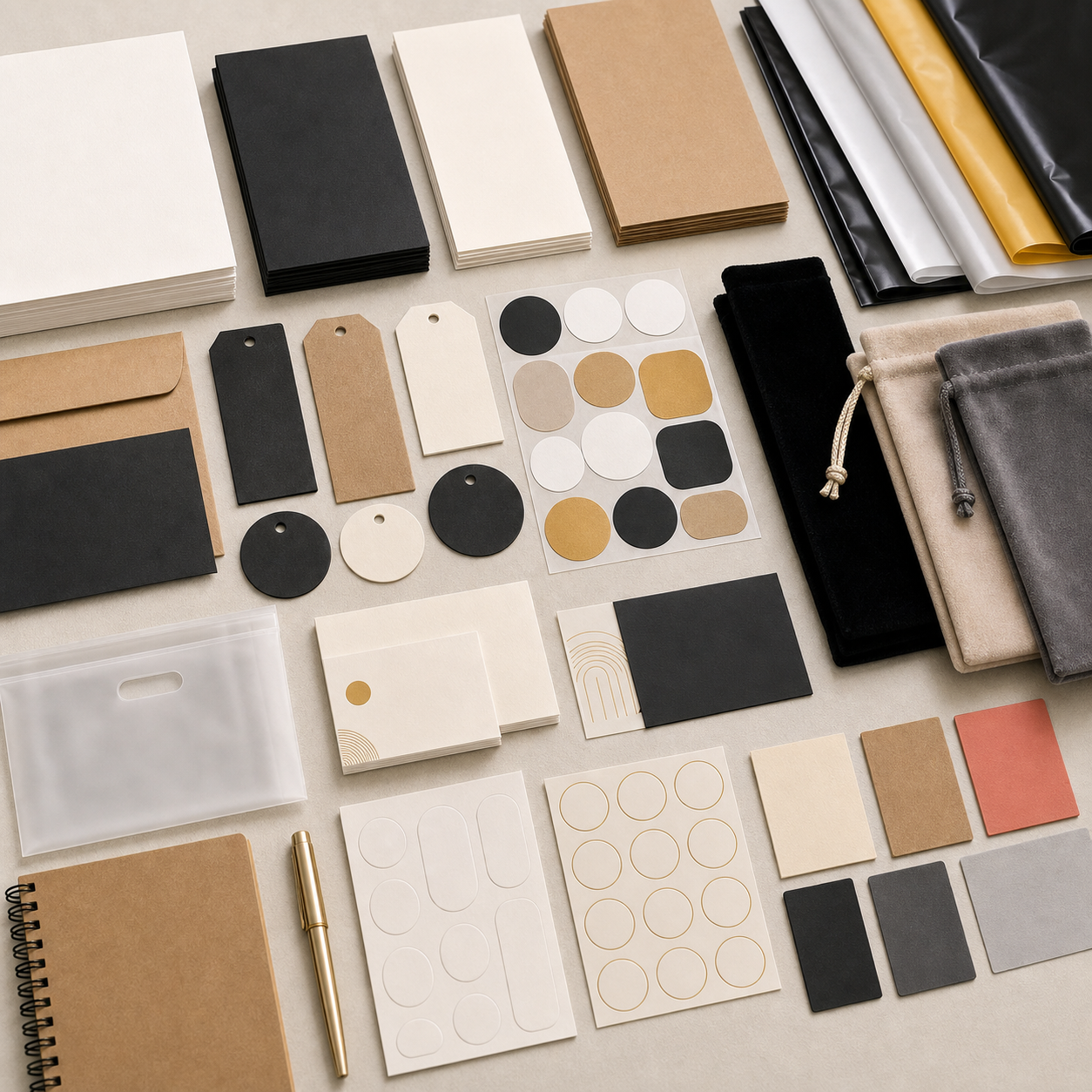 Paper stocks, films, pouch fabrics and finish boards